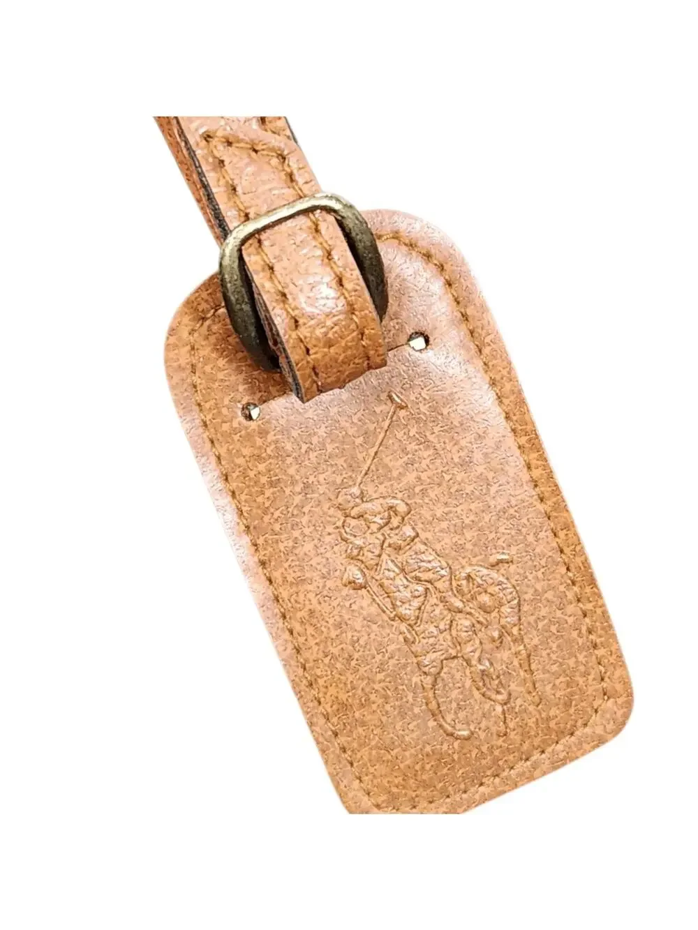 Vtg 90s Polo Ralph Lauren Leather Luggage ID Tag Pony Preppy Suitcase Bag